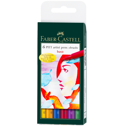 Набор брашпенов "Базовый" Faber-Castell Pitt Artist Pen Brush 6 цветов купить в художественном магазине ArtCraft.Space с доставкой по РФ и СНГ