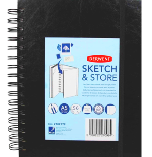 Блокнот для зарисовок Sketch&Store 165г/кв.м 14.8*21см 56л портрет твердая обложка спираль черный