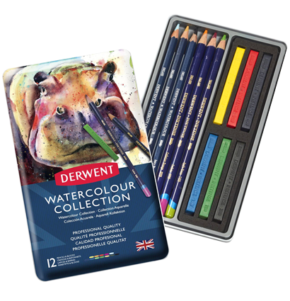 Набор акварельных карандашей Derwent Watercolour Collection 12 цветов разных серий в кейсе купить в магазине карандашей ArtCraft.Space с доставкой по РФ и СНГ