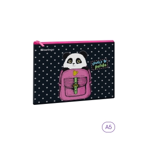 Папка 1 отделение, А5 Berlingo "Cute panda", 255*205мм, ПВХ, на молнии