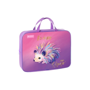 Папка текстильная с ручками 1 отделение, А4 Berlingo "Hedgehog", 350*265*80мм, текстиль, на молнии