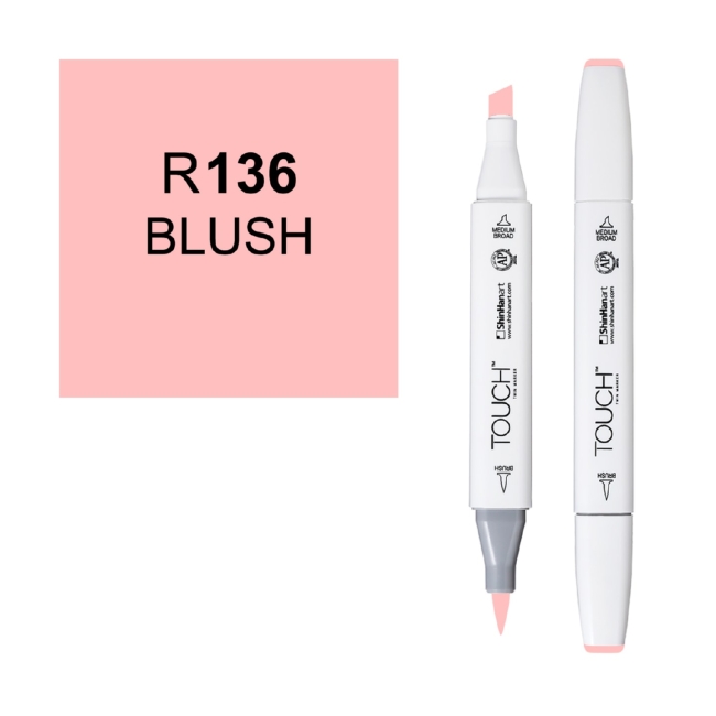 Маркер двухсторонний спиртовой  TOUCH TWIN BRUSH R136 Розовый румянец