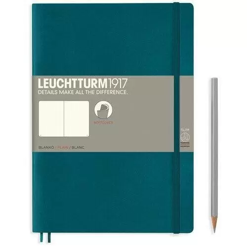 Блокнот Leuchtturm1917 Composition B5 (17.8x25.4см.) 80г/м2 - 123 стр. нелинованный, мягкая обложка, цвет: Тихоокеанский Зеленый