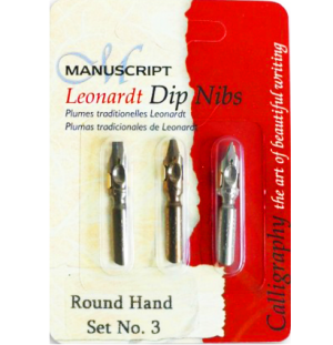 Набор перьев Manuscript Round Hand 3 с накопителем 3шт блистер,