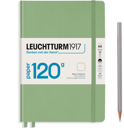 Блокнот Leuchtturm1917 Edition 120G A5 (14.5x21см.) 120г/м2 - 203 стр. нелинованный, твердая обложка, цвет: Шалфей Блокнот Leuchtturm1917 Edition 120G A5 (14.5x21см.) 120г/м2 - 203 стр. нелинованный, твердая обложка, цвет: Шалфей