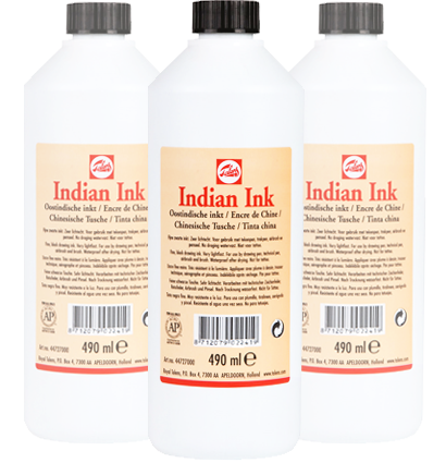 Тушь художественная черная "Индийские чернила" Indian Ink Royal Talens во флаконе 490 мл купить в художественном магазине ArtCraft.Space с доставкой по РФ и СНГ