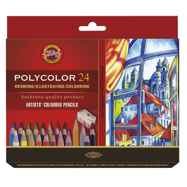 Набор карандашей художественных цветных Polycolor "KOH-I-NOOR" 3834, картон.упак. с подвесом, 24 цвета