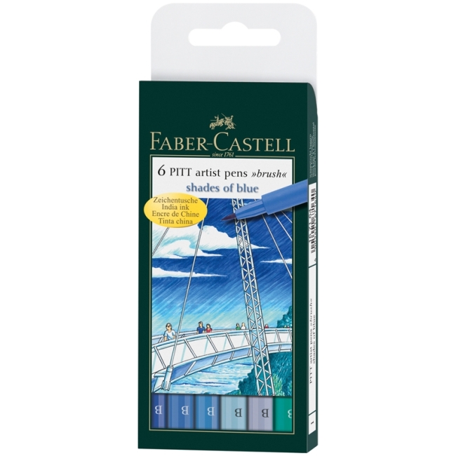 Набор брашпенов "Comic" Faber-Castell Pitt Artist Pen Brush 6 цветов купить в магазине маркеров ArtCraft.Space