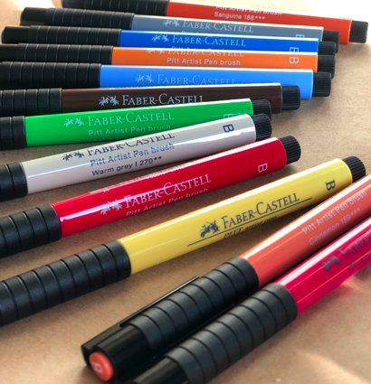 Набор капиллярных ручек Faber-Castell "Pitt Artist Pen Brush Blues" 6цв., 6шт., пластик. уп., европодвес Набор капиллярных ручек Faber-Castell "Pitt Artist Pen Brush Blues" 6цв., 6шт., пластик. уп., европодвес