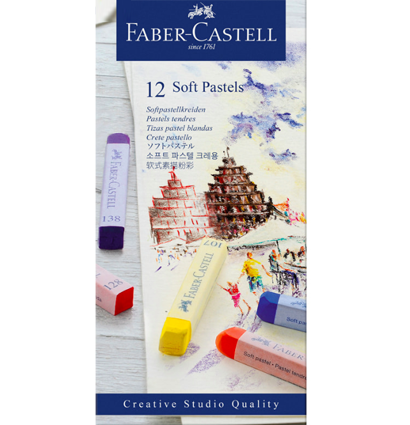 Пастель мягкая сухая Faber-Castell Soft Pastels художественная 12 цветов в картонной упаковке купить в магазине товаров для рисования ArtCraft.Space с доставкой по РФ и СНГ