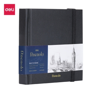 Блокнот для зарисовок Finenolo 160г/кв.м 12*12см 40л твердая обложка черный