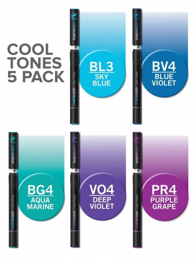 Наборы маркеров из 5 штук "Холодные тона"