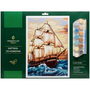 Картина по номерам Greenwich Line "Парусник" A3, с акриловыми красками, картон, европодвес