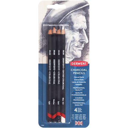 Набор угольных карандашей Derwent Charcoal Pencils 4 штуки купить в художественном магазине ArtCraft.Space