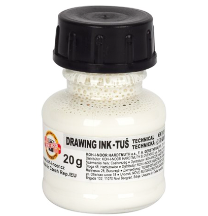 Тушь акриловая плакатная Koh-I-Noor Drawing Ink белая во флаконе 20 мл купить в художественном магазине ArtCraft.Space с доставкой по всему миру Тушь акриловая плакатная Koh-I-Noor Drawing Ink белая во флаконе 20 мл купить в художественном магазине ArtCraft.Space с доставкой по всему миру