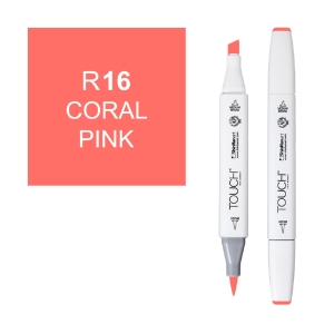 Маркер двухсторонний спиртовой  TOUCH TWIN BRUSH R16 Розовый коралловый