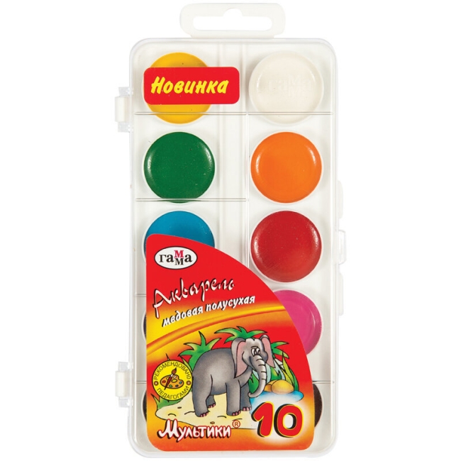 Акварель Гамма "Мультики" медовая детская 10 цветов в пластиковом кейсе купить в художественном магазине ArtCraft.Space с доставкой по всему миру Акварель Гамма "Мультики" медовая детская 10 цветов в пластиковом кейсе купить в художественном магазине ArtCraft.Space с доставкой по всему миру