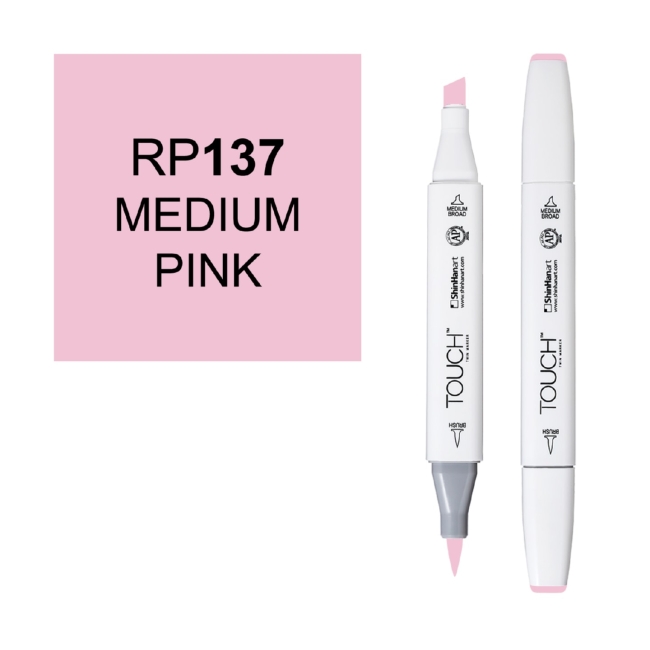 Маркер двухсторонний спиртовой  TOUCH TWIN BRUSH RP137 Розовый средний