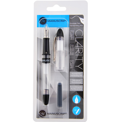 Ручка перьевая Manuscript Clarity Handwriting Nib черный корпус и 2 черных картриджа купить в магазине ArtCraft.Space с доставкой