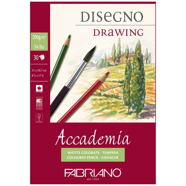 Альбом для зарисовок Accademia 200г/м.кв 21x29,7см мелкозернистая 30л склейка по 1 стороне