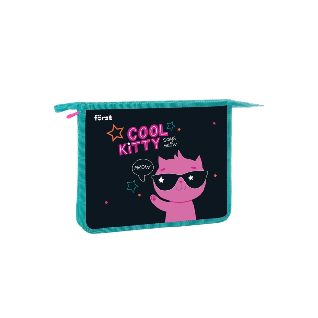 Папка для тетрадей 1 отделение, А5, Forst "Cool kitty", 240*205*40мм, пластик, на молнии