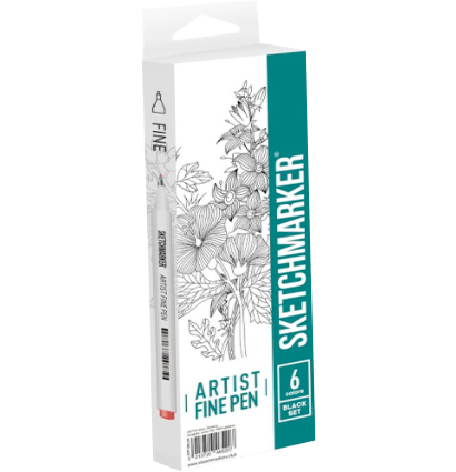 Набор 6 линеров капиллярных Sketchmarker Artist Pen "Черный сет"  купить в магазине маркеров ArtCraft.Space с доставкой по всему миру