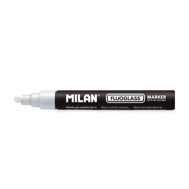 Маркер меловой Milan Fluoglass скошенный 2-4мм Белый