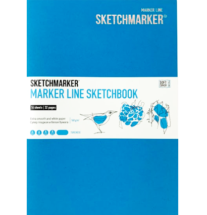 Скетчбук Sketchmarker Marker Line бирюзовый с мягкой обложкой 25x17 см / 16 листов / 160 гм купить в магазине маркеров ArtCraft.Space с доставкой по РФ и СНГ
