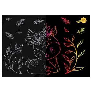 Гравюра с мультицветной основой ТРИ СОВЫ "Олененок", А4