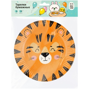 Тарелки бумажные MESHU "Wild cats", 18см, 6шт.