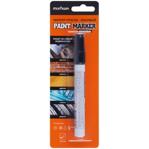 Маркер-краска MunHwa "Industrial" черный, 4мм, нитро-основа, для промышленного применения,блистер