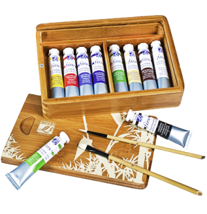 Набор масляных красок FINE 10цв*20мл в бамбуковом ящике 10цв*20мл