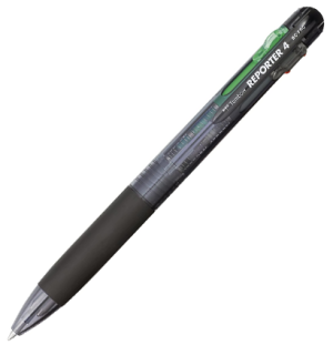 Ручка шариковая автоматическая  четырехцветная  Tombow Reporter 4 (черный прозрачный корпус, линия 0.7мм)
