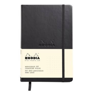 Блокнот Rhodia Webnotebook, 90х140 мм, черный, твердая обложка, точка, 96л, кремовый, 90г/м2, сшивка,