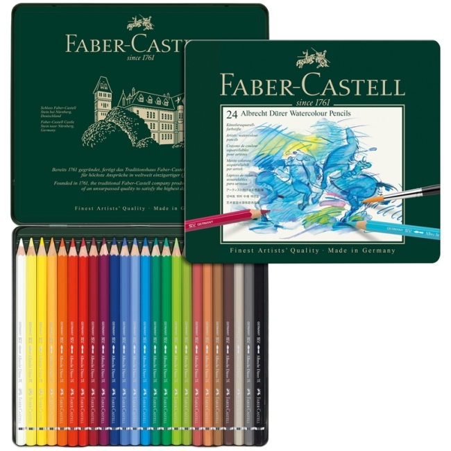 Карандаши акварельные художественные Faber-Castell "Albrecht Durer", 24цв, метал. коробка Карандаши акварельные художественные Faber-Castell "Albrecht Durer", 24цв, метал. коробка
