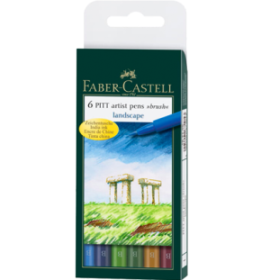 Набор капиллярных ручек Faber-Castell "Pitt Artist Pen Brush Landscape" 6цв., 6шт., пластик. уп., европодвес