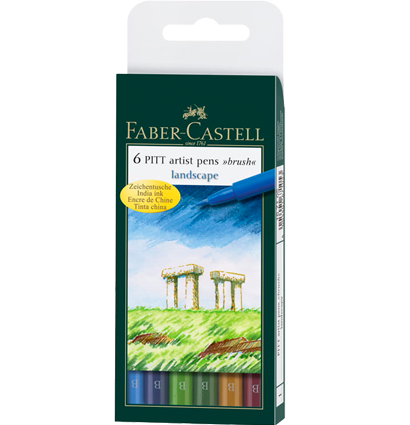 Набор брашпенов "Landscape" Faber-Castell Pitt Artist Pen Brush 6 цветов купить в магазине ArtCraft.Space