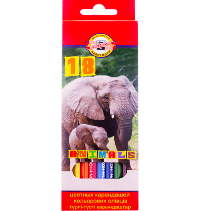 Карандаши цветные Koh-I-Noor Животные набор 18 цветов купить в художественном магазине ArtCraft.Space
