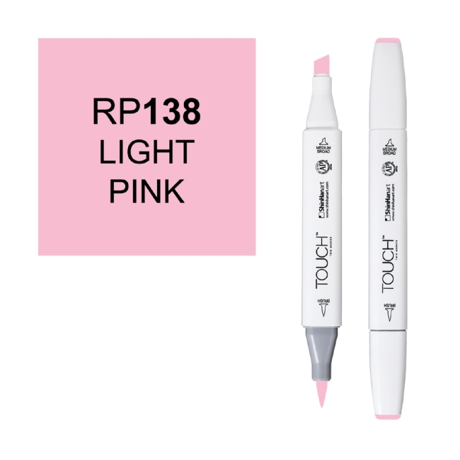 Маркер двухсторонний спиртовой  TOUCH TWIN BRUSH RP138 Розовый светлый
