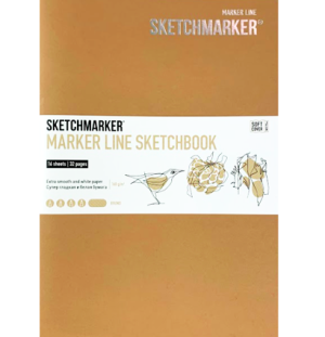 Скетчбук SKETCHMARKER MARKER LINE 160г/м.кв 176х250мм 16л мягкая обложка цв.коричневый,