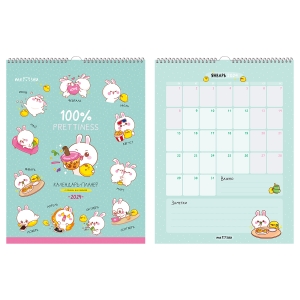 Календарь-планер настен. перекид. на гребне MESHU "My cute day", 24*32см, матовая лминация с выборочным лаком, с ригелем, 2024г.