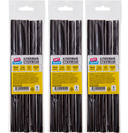 Клеевые стержни черные ArtSpace 15 штук, толщина 11 мм, длина 200 купить в магазине ArtCraft.Space Клеевые стержни черные ArtSpace 15 штук, толщина 11 мм, длина 200 купить в магазине ArtCraft.Space