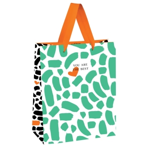 Пакет подарочный 26*32*12см MESHU "Green strokes", отд. фольгой, матовая ламинация