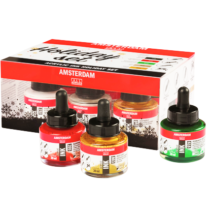 Набор акриловых чернил Amsterdam Acrylic Ink Holiday Set 6 цветов для леттеринга купить в художественном магазине ArtCraft.Space с доставкой по РФ и СНГ