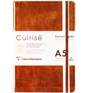 Записная книжка A5 72л. кожа, Clairefontaine "Cuiris. Brown", 90г/м2, на резинке, ляссе, карман