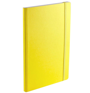 Блокнот EcoQua Taccuino с резинкой-фиксатором (желт.облож.,  80л, чистые, слон.кость,  85г/м2, А5, к,