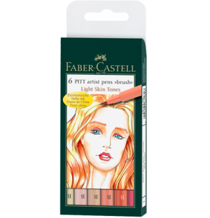 Набор капиллярных ручек Faber-Castell "Pitt Artist Pen Brush Light Skin" 6цв., 6шт., пластик. уп., европодвес