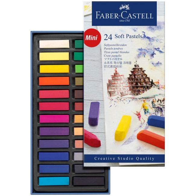 Пастель мягкая сухая Faber-Castell Soft Pastels художественная 24 цвета 1/2 мелка в картонной упаковке купить в художественном магазине ArtCraft.Space с доставкой по РФ И СНГ