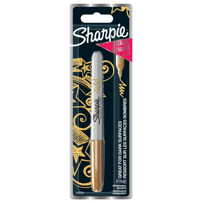 Маркер перманентный Sharpie "Gold", золотой, металлик, пулевидный, 1мм, блистер