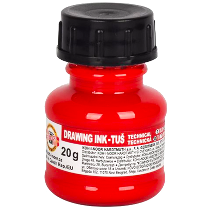 Тушь акриловая плакатная Koh-I-Noor Drawing Ink красная во флаконе 20 мл купить в художественном магазине ArtCraft.Space с доставкой по всему миру Тушь акриловая плакатная Koh-I-Noor Drawing Ink красная во флаконе 20 мл купить в художественном магазине ArtCraft.Space с доставкой по всему миру